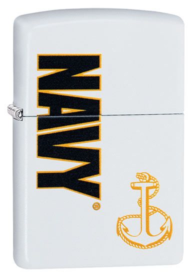 Navy® Brass Anchor Emblem on Chrome Lighter